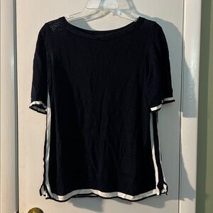 Talbots Navy Textured Knit Top